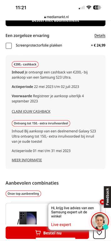 Samsung Galaxy S23 Ultra voor €765 met inruil (€915 zonder)