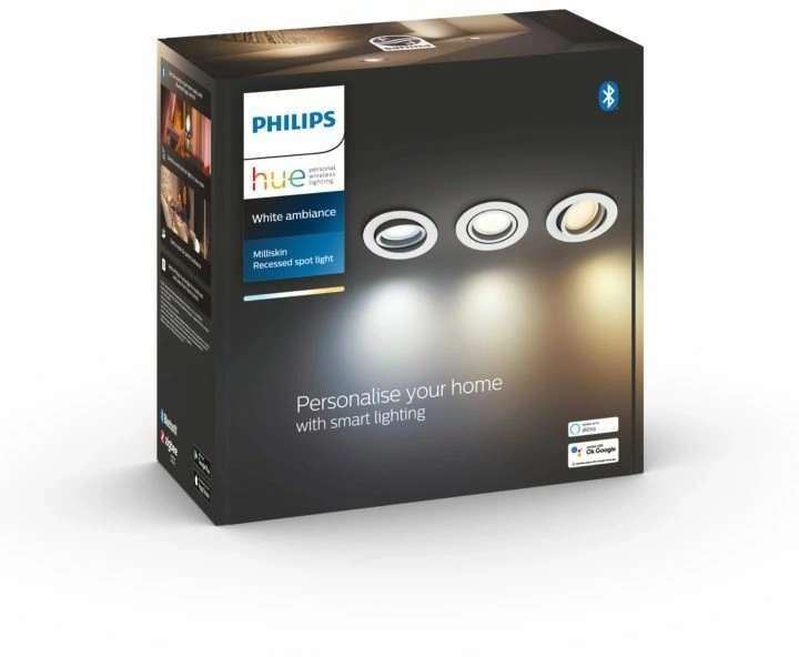 Philips Hue Milliskin inbouwspot White Ambiance rond Wit 3-pack voor €59,99 @ Coolblue