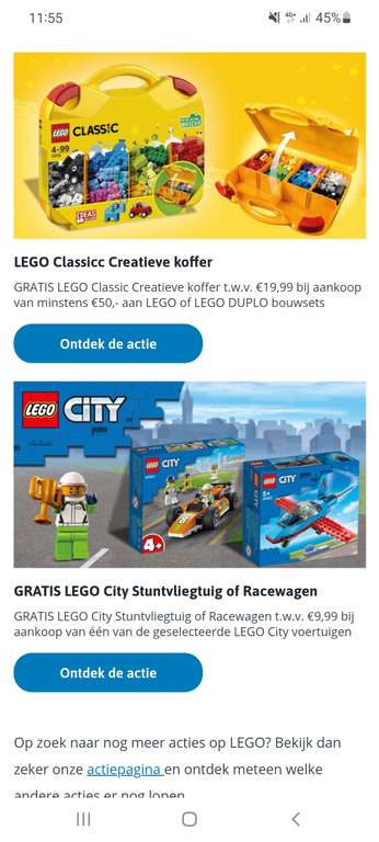 LEGO City Stuntvliegtuig of Racewagen bij aankoop van één van de geselecteerde LEGO City voertuigen of LEGO Koffer bij aankoop van €50