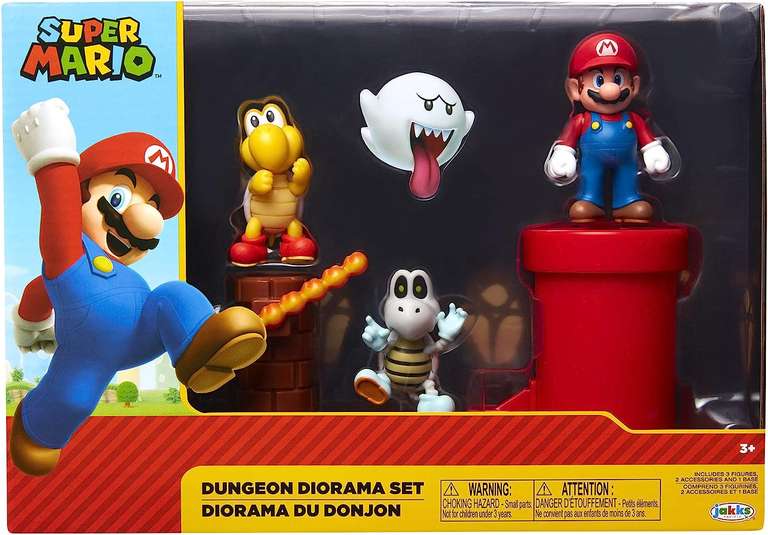 Jakks Pacific 85989-4L,Nintendo Super Mario 5er Figuren Set Dungeon Diorama, 6 cm,Meerkleurig