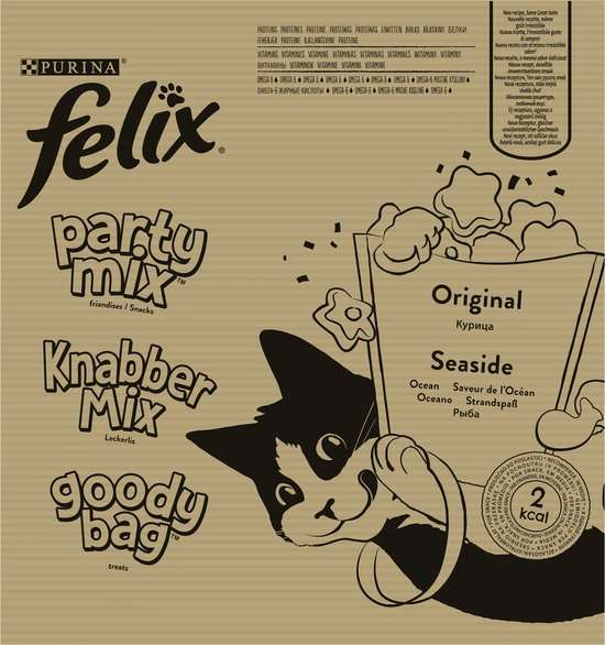 Felix Party Mix - Kattensnacks - Original & Seaside - 16 x 60 g
