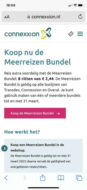 Connexxion Meerreizen Bundel --> 8 keer 90 minuten reizen én overstappen voor €19,50, bijvoorbeeld voor €2,44 van Goes naar Gent (BE)
