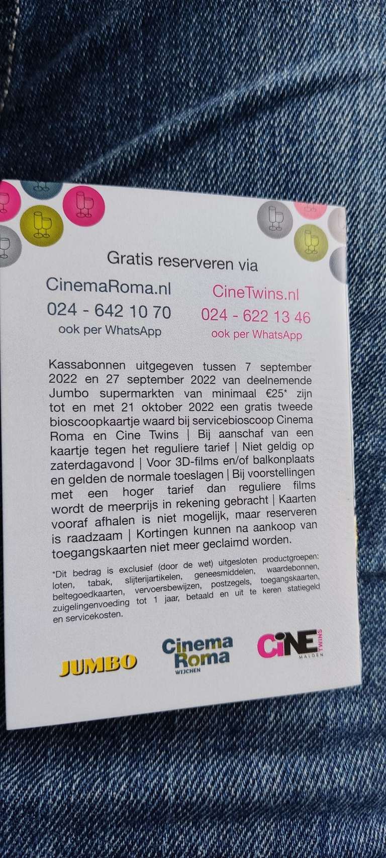 [Lokaal Jumbo Wijchen/ Malden] Bij 25€ boodschappen, 2de bioscoopkaartje gratis Cinema Roma & Cinetwins