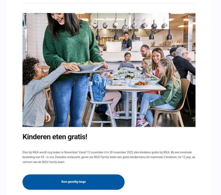 Ikea: Kinderen eten gratis mee!
