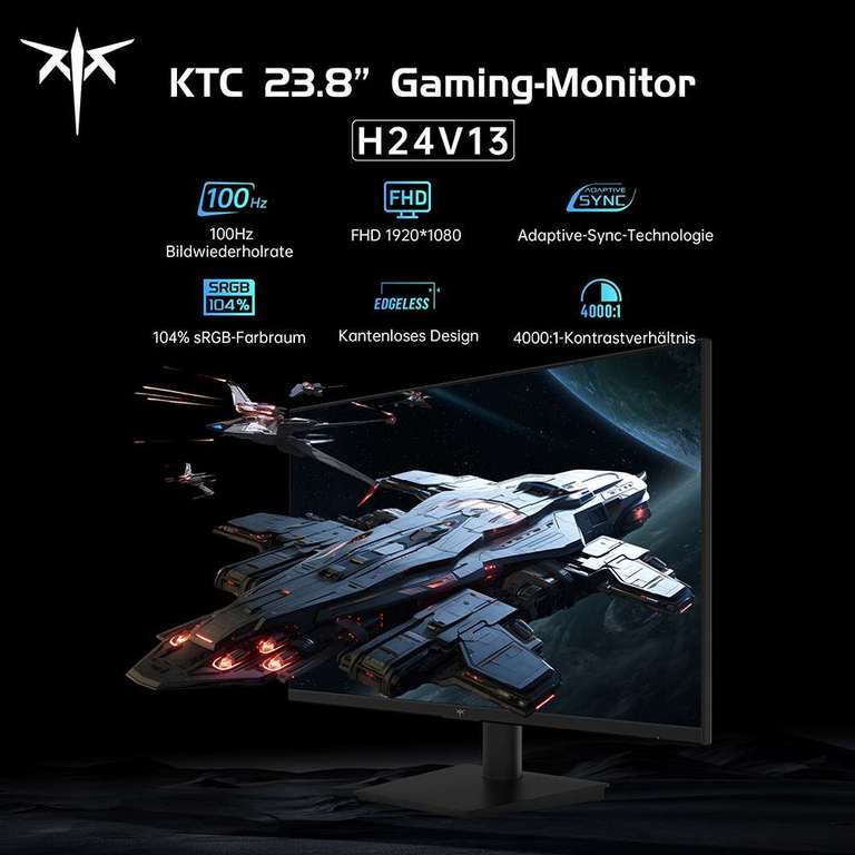 KTC H24V13 24" gaming monitor (1920x1080, 100 Hz, HDR10, 16ms, FreeSync/G-Sync) voor €82,99