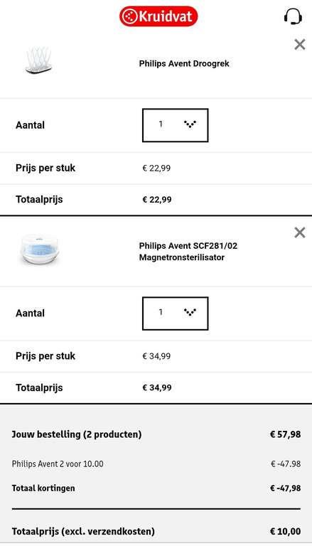 [KRUIDVAT] Philips Avent 2 voor 10 euro: ook sterilisator en droogrek [Foutje?]