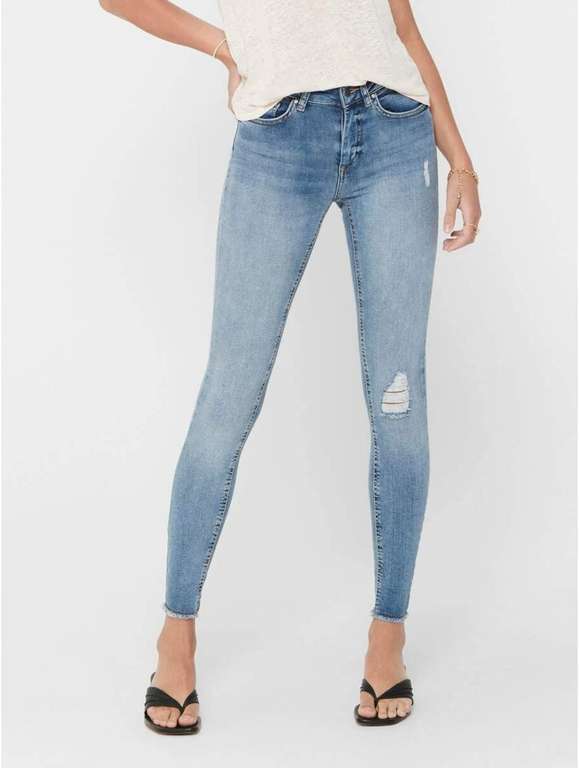 ONLY Ladies Jeans Onlblush Mid Sk Ank Raw Jeans
