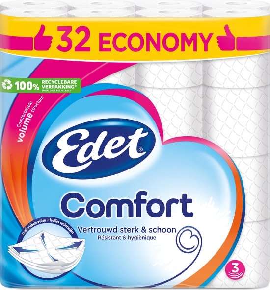 Edet Comfort 3-laags wc papier - 32 rollen - €0,25 per rol