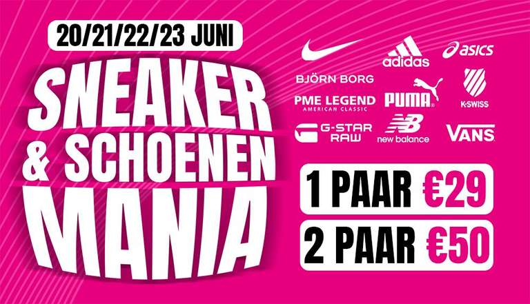 [Haarlem] 20 t/m 23 Juni Sunika sneaker en schoenen sale. 1 PAAR €29,- en 2 PAAR €50,-