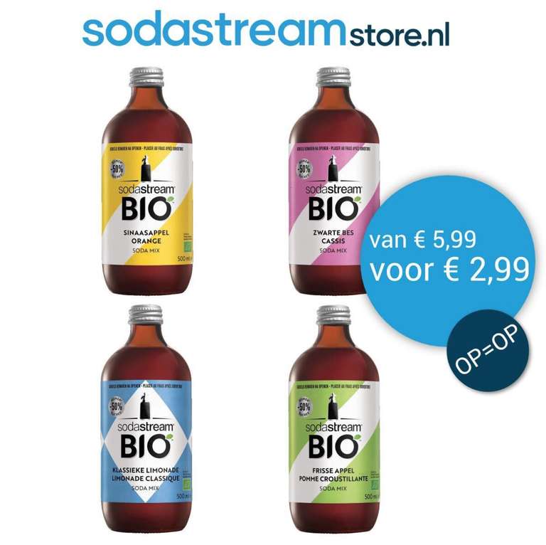 SodaStream Bio siroop (diverse smaken) voor €2,99 @ SodaStream Store