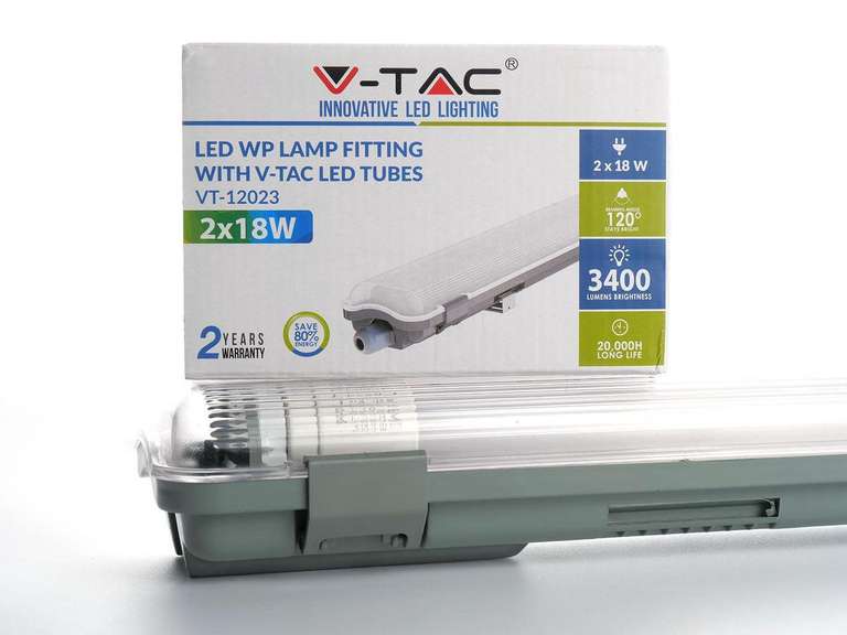 2x V-Tac TL-Armatuur met LED-Buizen | IP65 | 120 cm