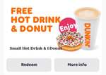 Gratis donut en klein warm drankje bij downloaden van de Dunkin Donut app
