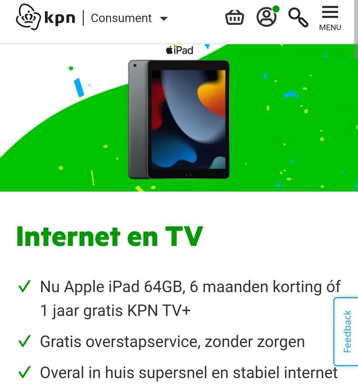 Gratis iPad bij nieuw KPN internetabonnement (+tot €60 cashback)