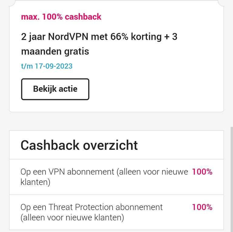 NordVPN met 100% cashback
