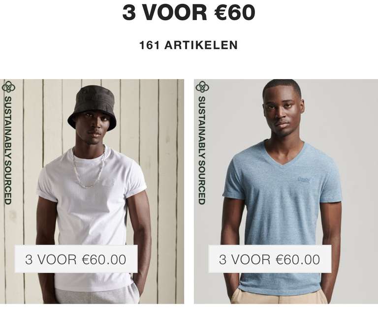 Superdry 3 shirts voor 51 euro (met kortingscode)