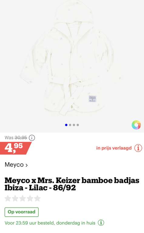 [bol.com] Meyco x Mrs. Keizer bamboe badjas Ibiza - Lilac - 86/92 €4,95
