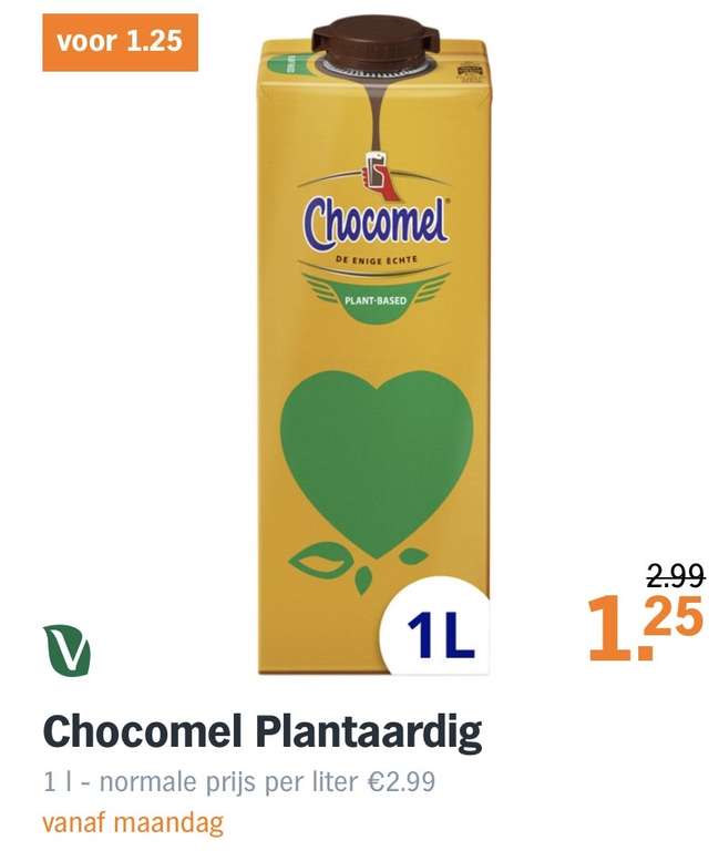 Chocomel voor €1,25 per pak (ook plantaardig of lactose vrij) @AH