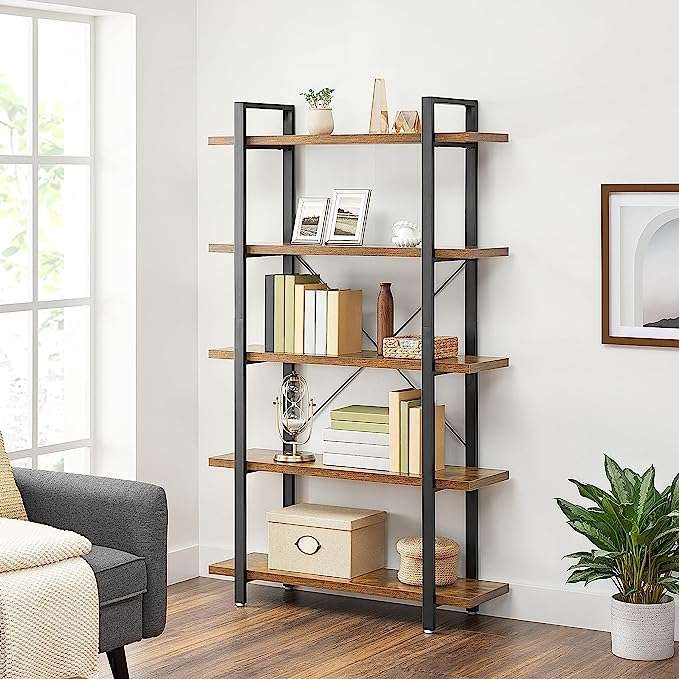 VASAGLE boekenkast met 5 niveaus in voor €89,99 (105 x 33,5 x 177,5 cm) @ Amazon NL
