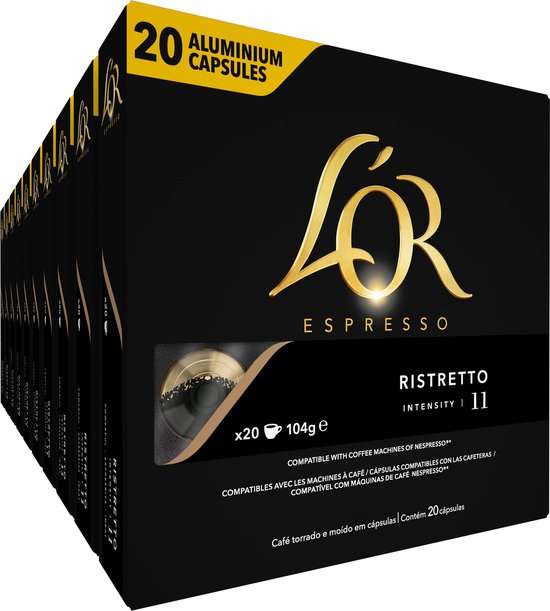 L'OR Ristretto Koffiecups 200stuks voor €57,99 ipv €74,90 = 0.29 cent per cup (+1.75% Cashback van shopbuddies)