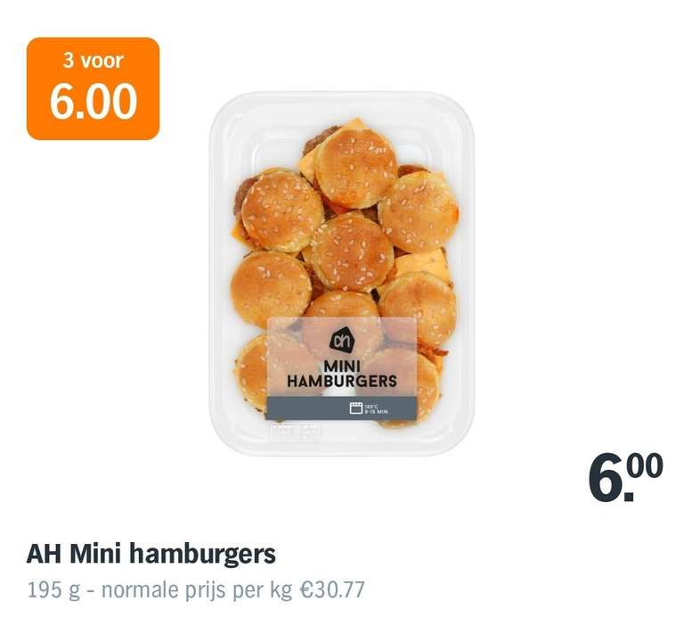 27 mini hamburgers voor €6,00