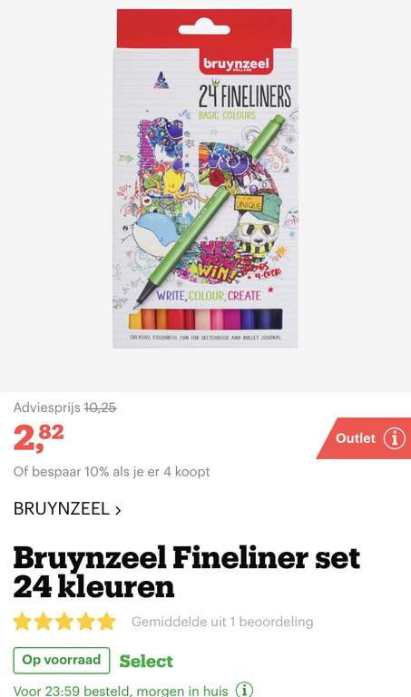 [bol.com] Bruynzeel Fineliner set 24 kleuren €2,82