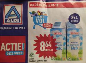 Aldi: Houdbare halfvolle melk 8+ 4 gratis
