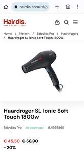 Babyliss Pro Föhn / Haardroger SL Ionic Soft Touch 1800w (meerdere modellen met Korting!!)