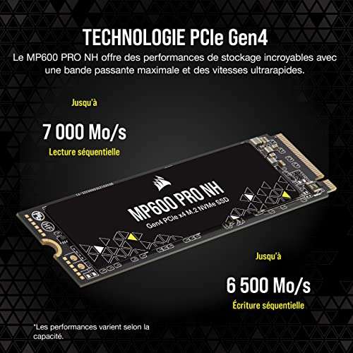 Corsair MP600 Pro NH 2TB SSD - PCIe Gen4x4 NVMe - 7000 MB/s Read, 5700 MB/s Write