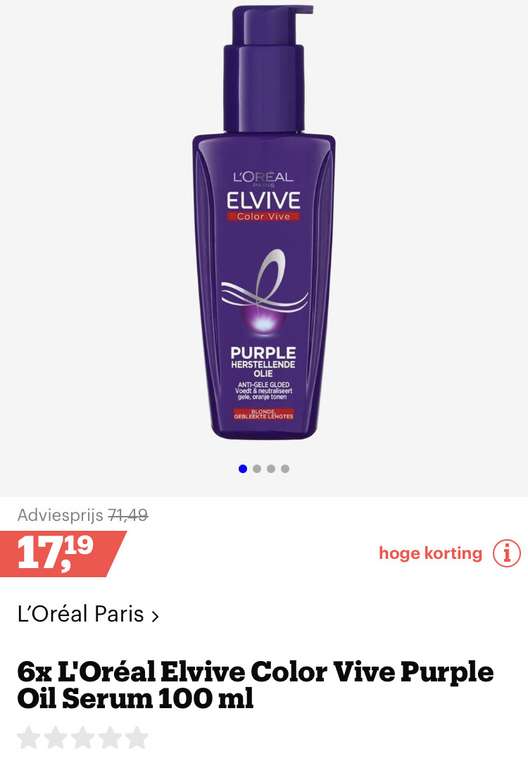 [bol.com] 6x L'Oréal Elvive Color Vive Purple Oil Serum 100 ml €17,19