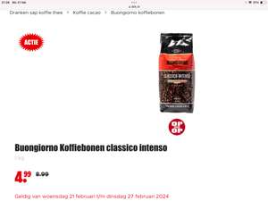 Buongiorno Koffiebonen classico intenso 1 kg voor maar 4.99