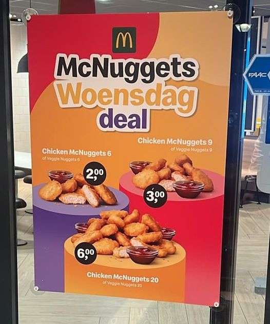 [LOKAAL] McNuggets Woensdag Deal (6v2, 9v3 of 20v6) @ McDonald's Den Haag Binckhorst