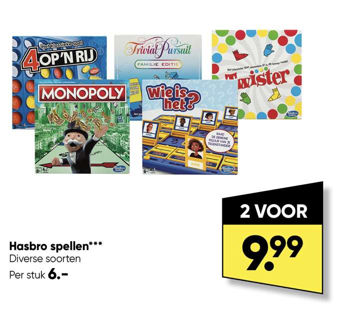 Hasbro (reis?) Spellen [1 voor €6,- / 2 voor €9,99] @ Big Bazar