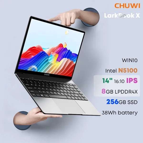 Chuwi Larkbook X laptop refurbished (14.1", 2K touchscreen, N5100, 8GB, 256GB, verlicht toetsenbord) voor €135,69
