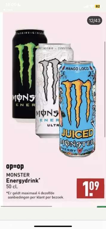 Monster energy drink 500ML voor maar 1,09 bij de Aldi
