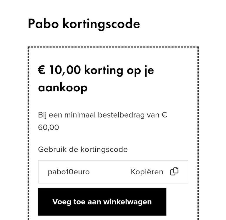 €10 korting bij besteding vanaf €60 bij Pabo