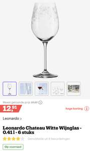 [bol.com] Leonardo Chateau Witte Wijnglas - 0.41 l - 6 stuks €12,91