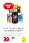 Pepsi, Sisi, 7-Up, Royal Club Shandy of Lipton €0,39 DIRK