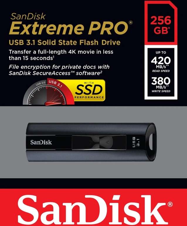 [Prime]Sandisk Extreme Pro 400MB/s Read/Write USB stick 256GB