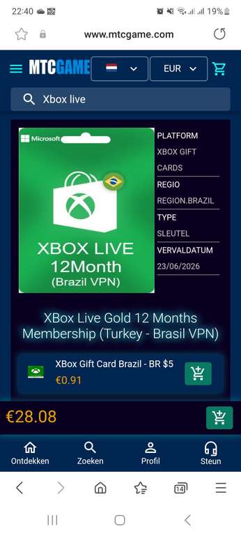 Xbox Live Gold 12 maanden (met VPN)
