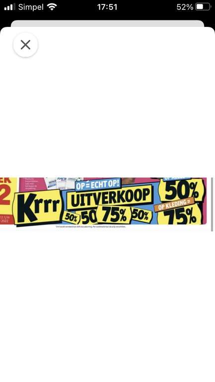 Sale bij Kruidvat op alles met een gele sticker 50% en kleding 75% vanaf maandag