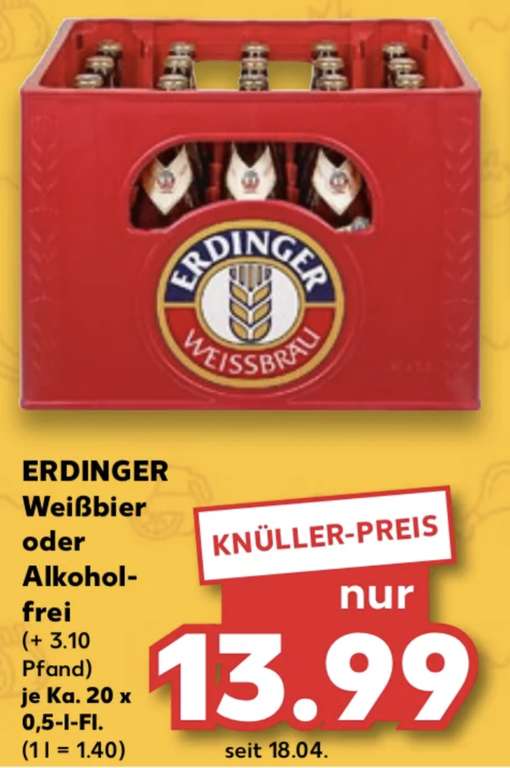 (grensdeal) Erdinger of Paulaner Weissbier 20 halve liters