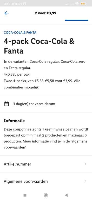 2x 4pack Coca Cola/Fanta 3,99 en kans op prijzen Lidl app