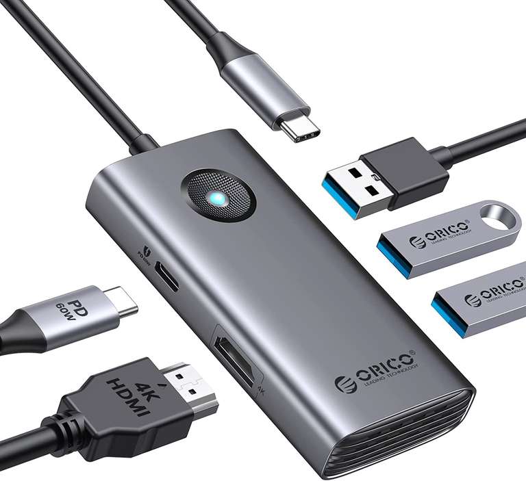 Orico 5-in-1 USB-C hub voor €9,96 @ Aliexpress