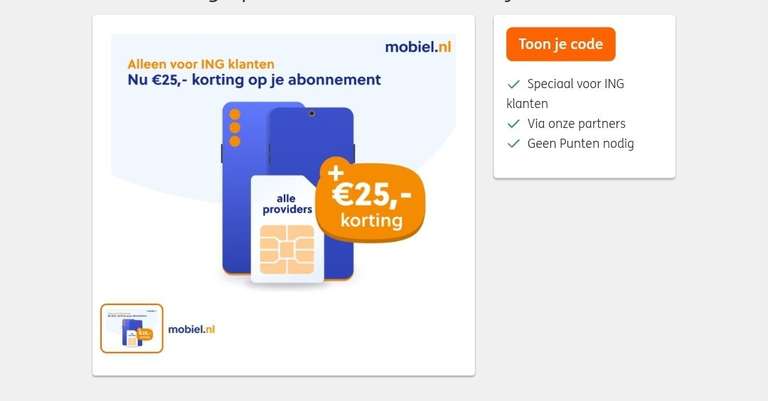 ING KLANTEN: 25 EURO korting op jouw abonnement bij mobiel.nl