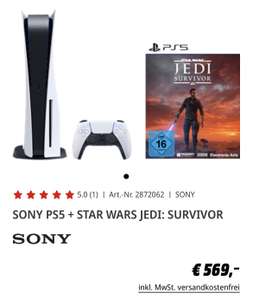 PlayStation 5 Disc Edition + PS5 Star Wars Jedi: Survivor losse game