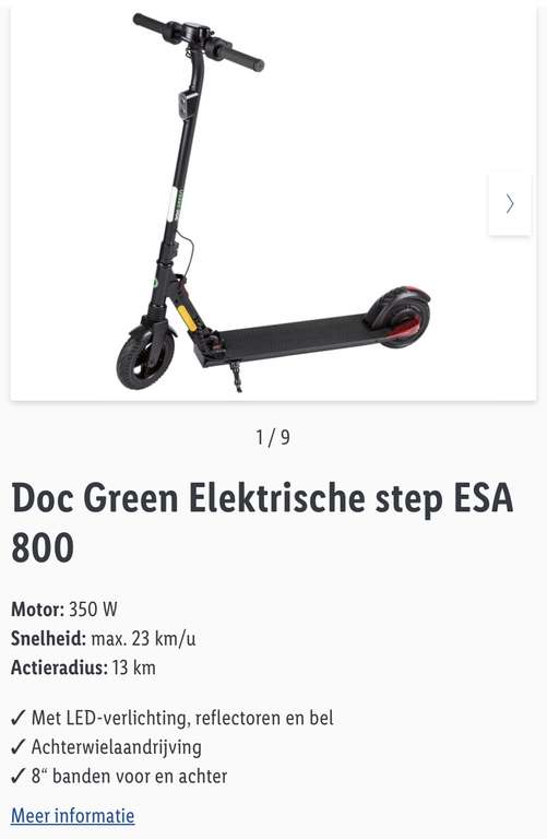 Doc Green Elektrische step ESA 800 (I.c.m. Lidl plus 50% kortingscode)