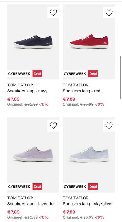 [nu €6,31] Tom Tailor Sneakers [10 kleuren] voor €7,89 @ Zalando