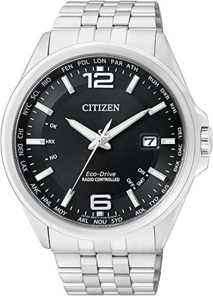 Citizen radio gestuurd ecodrive horloge met saffierglas (zwarte dial)
