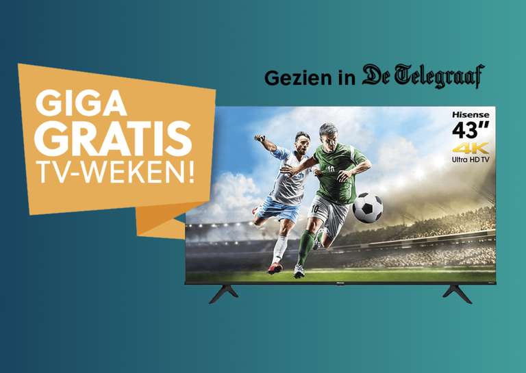 Gratis 43" HiSense 4K Smart TV (t.w.v. €399) bij een Ziggo abonnement @ Meervoordeel.nl