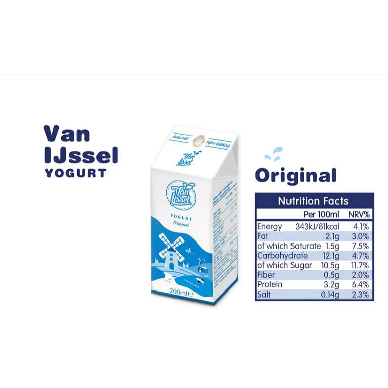 Van IJssel Yogurt Drink Original 12 x 200ml voor €7,99 (€2,99 voor nieuwe klanten) @ Ochama